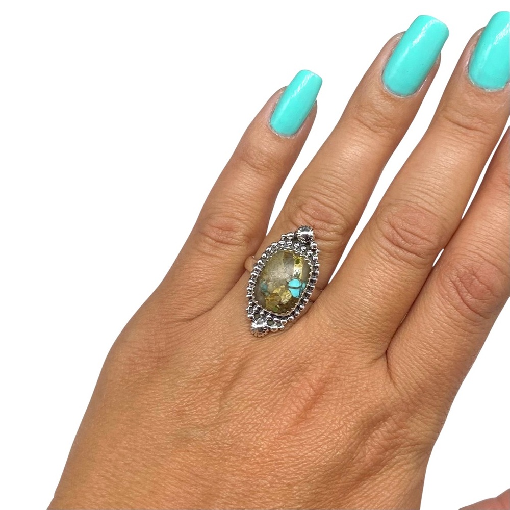 Royston Turquoise Ring Size 8 Solid 925 Sterling … - image 2